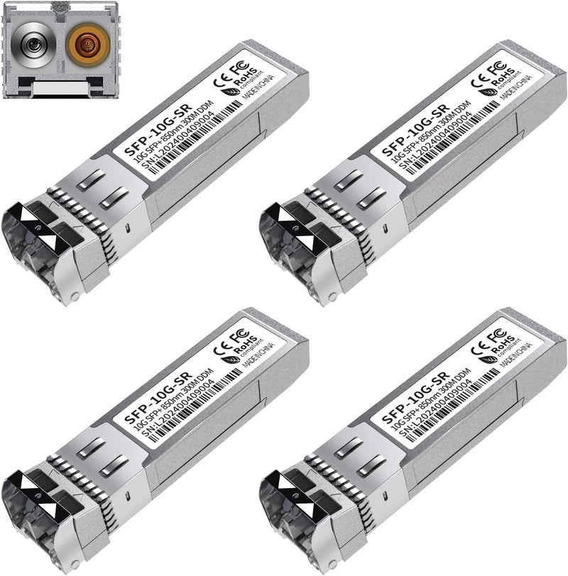 GESD 4Pack 10G SFP+ LC Module, 10GBase-SR Multi-Mode Ethernet Transceiver, 850nm MMF up to 400m – Compatible with Cisco, Meraki, Ubiquiti, Mikrotik, Netgear, HPE, TP-Link, Aruba and More - Image 1